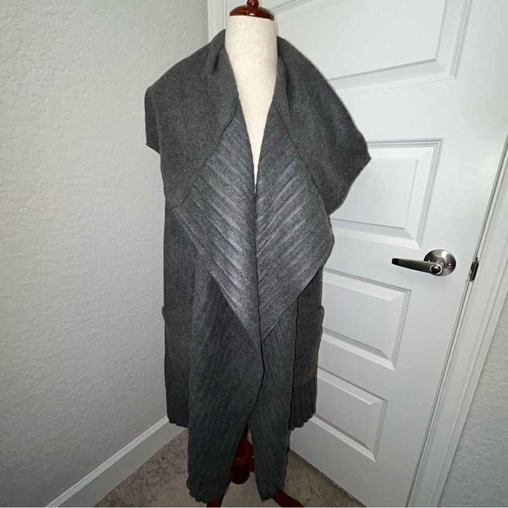 Le Moda Shawl Cascade Collar Sleeveless Sweater Vest